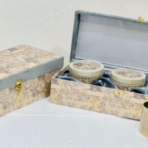 Classic hexagon-shaped gift hampers box with 3 jars, ideal for wedding favors, elegant gifts, and unique celebrations.