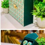 Elegant gift hampers box featuring 4 jars in moss green, ideal for wedding favors, stylish gifts, and special occasions.