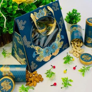 Turquoise Bloom Gourmet Basket with 3 Tin Jars
