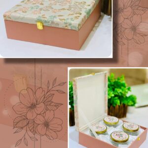 Charming gift hampers box featuring 4 jars, perfect for wedding favors, floral gifts, and thoughtful presents for guests.