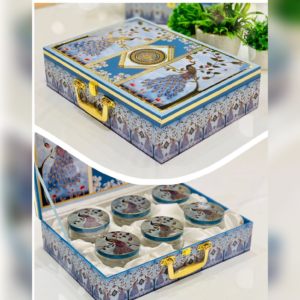 Peacock Paradise 6 Jar Hamper gift box, ideal for wedding favors and luxurious wedding gifts.