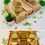 Chic gift hampers box featuring a croc design and 6 jars, perfect for elegant wedding favors and luxurious gifts.