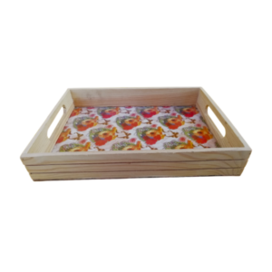 Floral Pinewood Tray